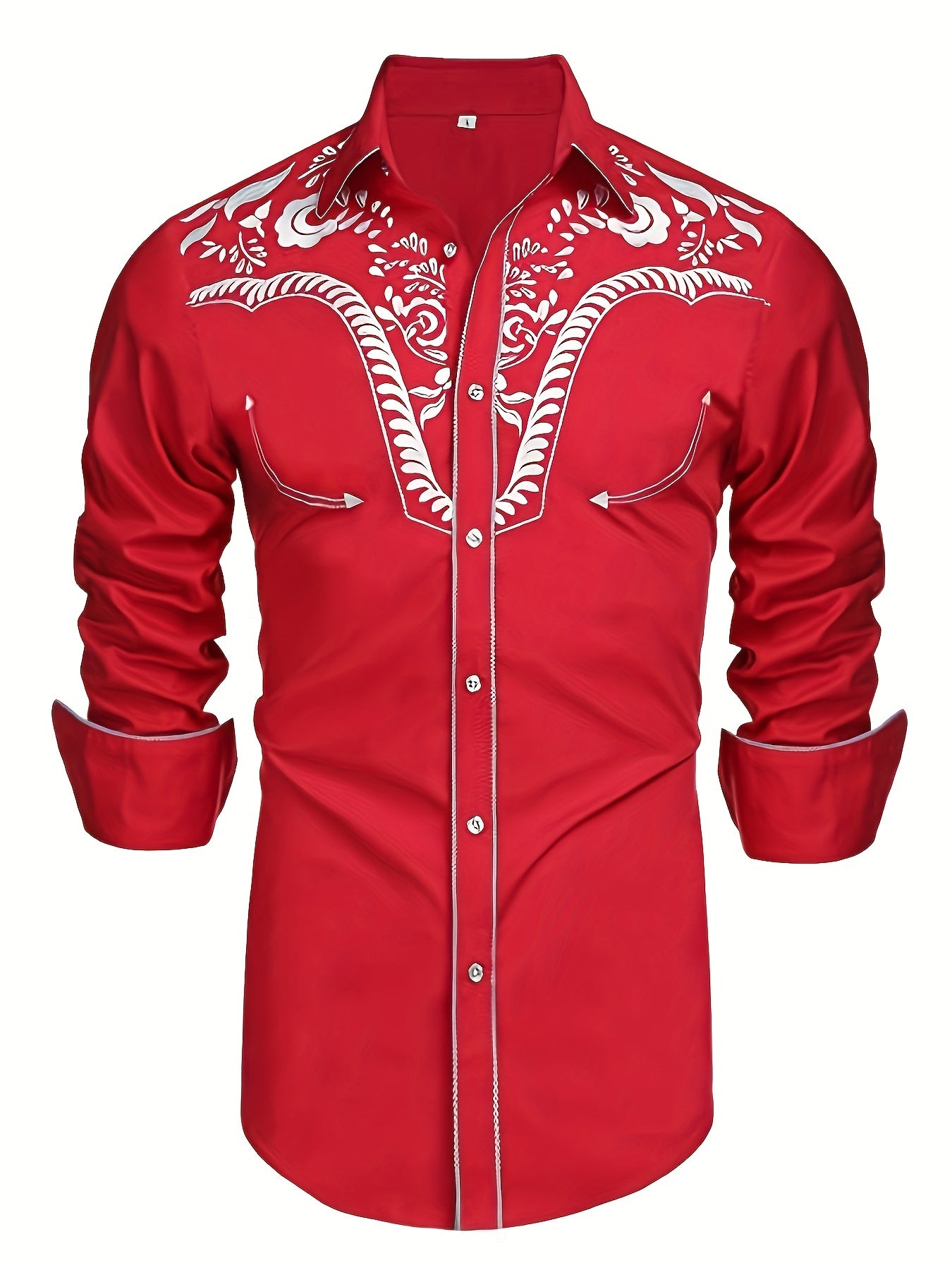 Western Cowboy Men's Long Sleeve Embroidered Shirt Spring Fall Vacation Resort