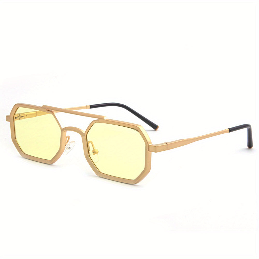 Hip Hop Retro Sunglasses Double Beam Square Zinc Alloy Frame
