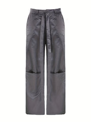 Y2K Style Sports Pants Low Waist Lace Up Casual Trousers