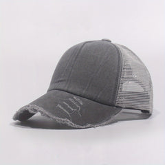 Perforated Baseball Cap Mesh Hat Curved Brim Snapback Cap