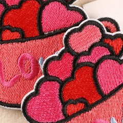 2pcs Heart Iron On Patches Sew On Embroidered Applique Patch DIY For Clothing