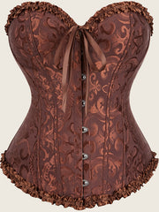 Strapless Corset Bustier Tummy Control Lace Up Jacquard Body Shaper