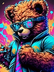 Rock Bear Graphic Short Sleeve T-shirt for Girls