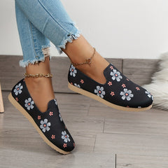 Women's Flower Pattern Slip On Sneakers Lightweight Outdoor Shoes