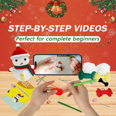 Christmas Snowman Crochet Kit for Beginners - DIY Knitting Set