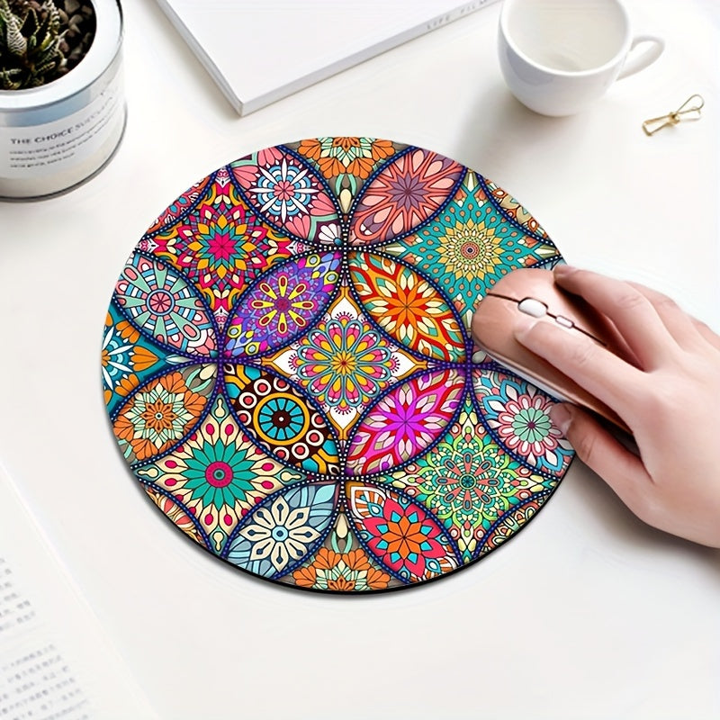 Cartoon Round Mouse Pad Desk Pad for Women Non-slip Rubber Office