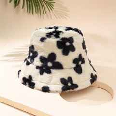 Flower Print Bucket Hat Candy Warm Basin Hat