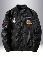 Men's Embroidered Waterproof Windproof Jacket Zipper Front
