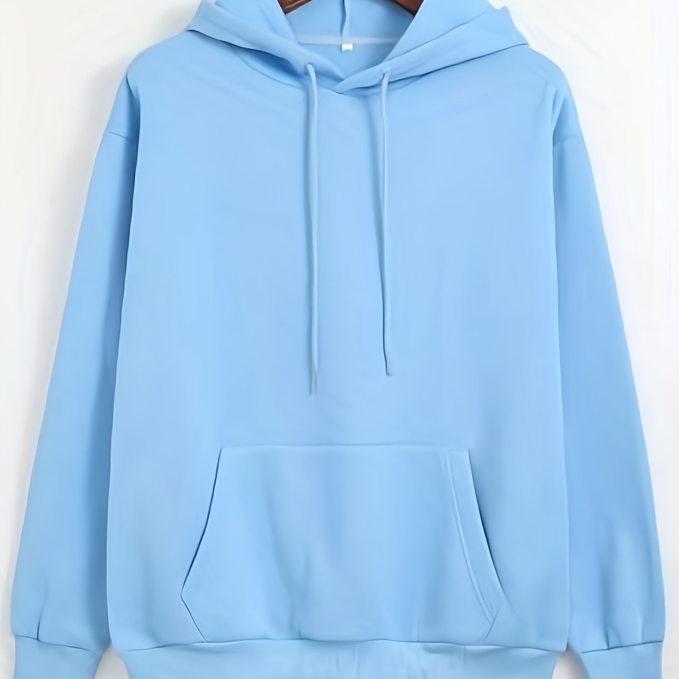 Solid Kangaroo Pocket Hoodie Long Sleeve Drawstring Hoodies