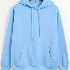 Solid Kangaroo Pocket Hoodie Long Sleeve Drawstring Hoodies