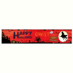 Large Happy Halloween Banner Graveyard Background Orange Party Decoration