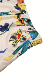 Graphic Print Elastic Waist Straight Leg Pants Women's Clothing