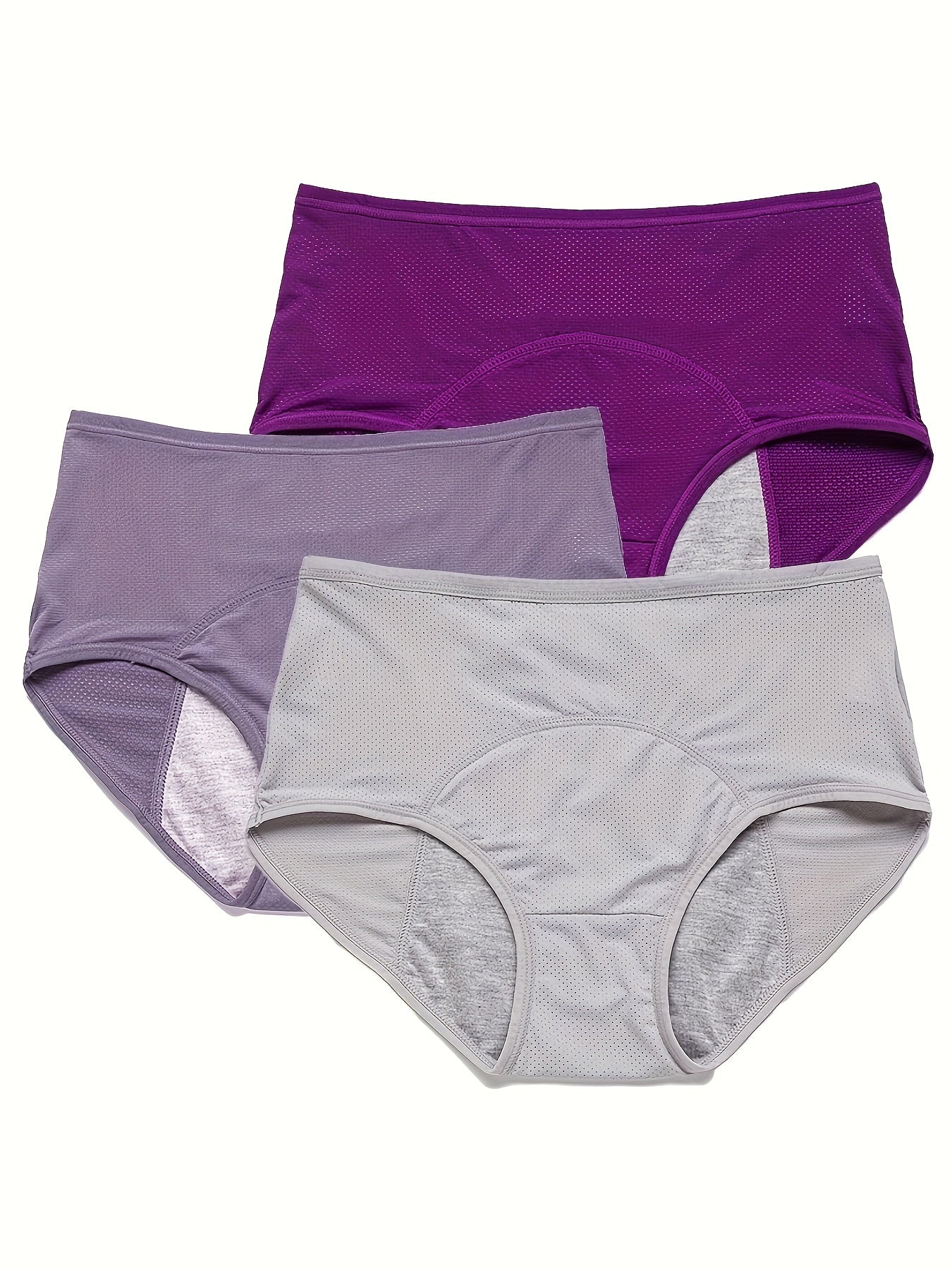 3 Pack Plus Size Mesh Holes Leakproof Period Underwear Set