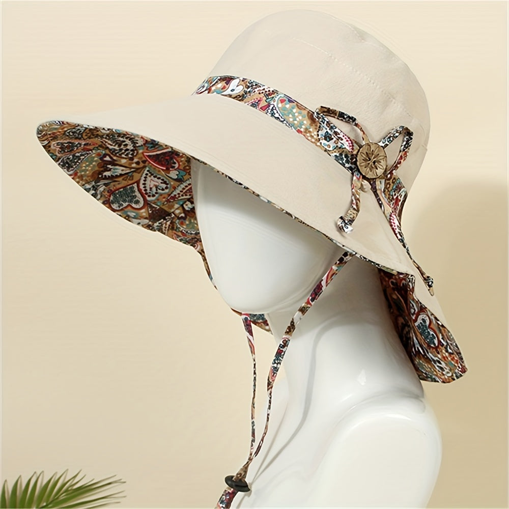 Wide Brim Beach Sun Hat Women Garden Hat Reversible Casual Bucket Hat