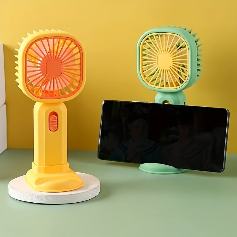 Mini Handheld Fan USB Rechargeable Mobile Phone Holder Desktop Fan
