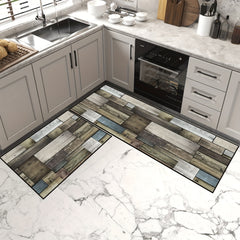 Quick Dry Anti Fatigue Shaggy Wood Print Area Rug, Non Slip Machine Washable