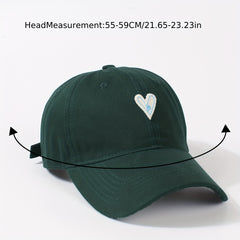Heart Patch Couple Baseball Cap Solid Adjustable Sun Hat