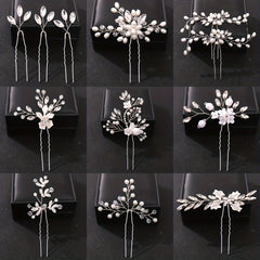 Crystal Faux Pearl Hairpin Wedding Hair Accessories Bridal Rhinestone Flower