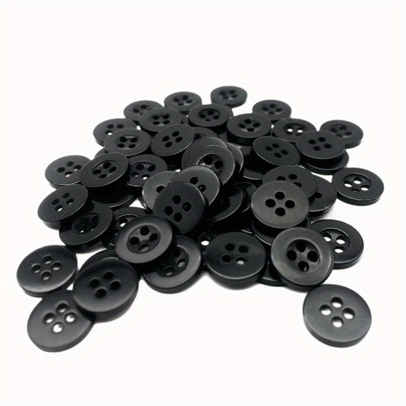 50pcs 15mm Sewing Flatback Buttons 4 Holes Plastic Resin DIY Crafts
