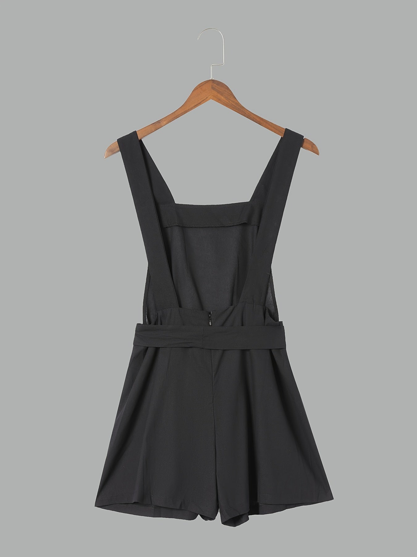 Square Neck Belted Romper Casual Sleeveless Jumpsuit