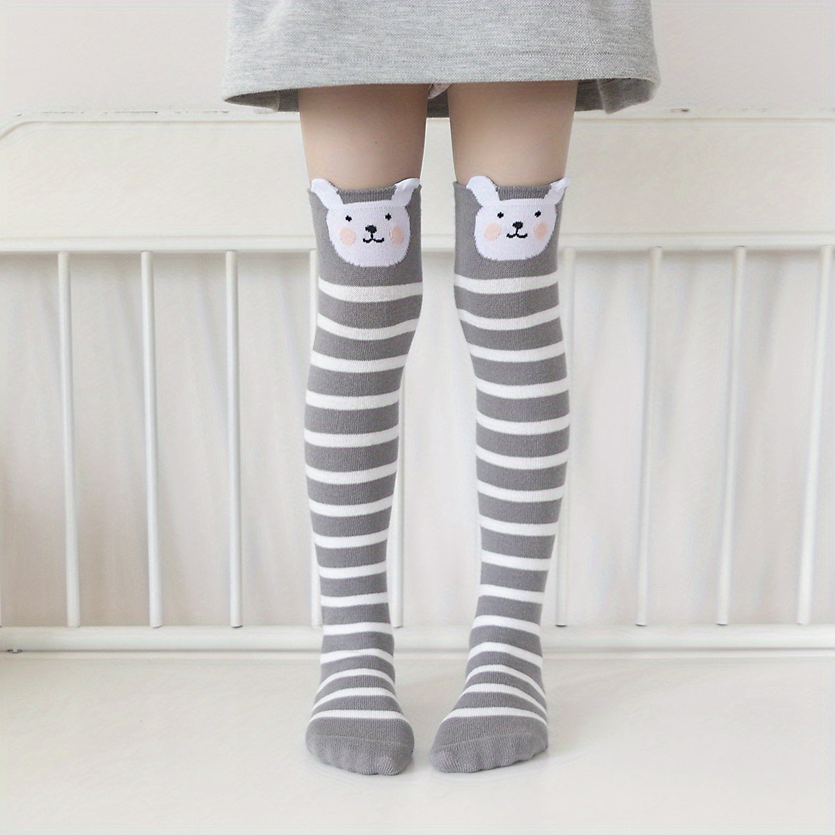 Kids Cotton Knee High Stockings Cartoon Animal Pattern Socks