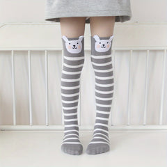 Kids Cotton Knee High Stockings Cartoon Animal Pattern Socks