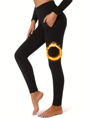 Fleece Lined Leggings With Pockets High Waisted