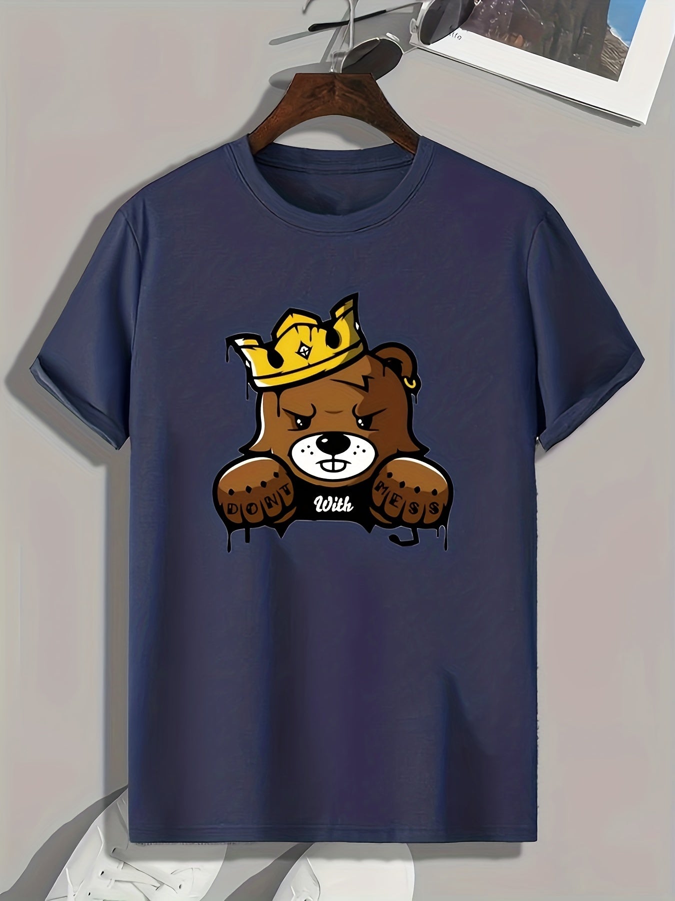 Bear Print Men's Graphic T shirt Casual Comfy Tees For Summer