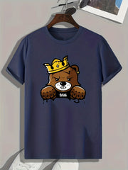Bear Print Men's Graphic T shirt Casual Comfy Tees For Summer