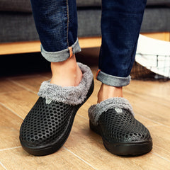 Men's Warm Fleece Cozy Slides Slippers Comfortable Non slip Home Shoes