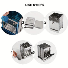 15 Stainless Steel Foldable Mini Charcoal Grill Outdoor Stove Barbecue Grill