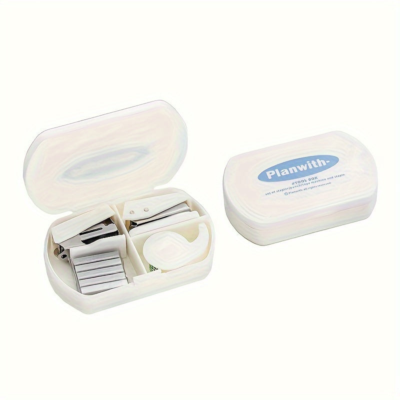4pcs 3 in 1 Tool Box Set with Stapler, Puncher, Tape Machine