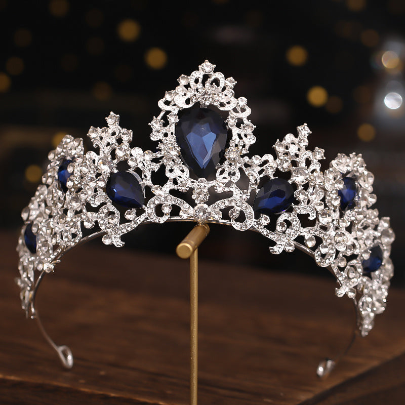 Green Crystal Crown Rhinestone Tiara Wedding Hair Accessories