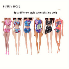 6pcs Doll Clothes Swimsuit Bikini Summer Beach Wear for 11 5Inch Dolls