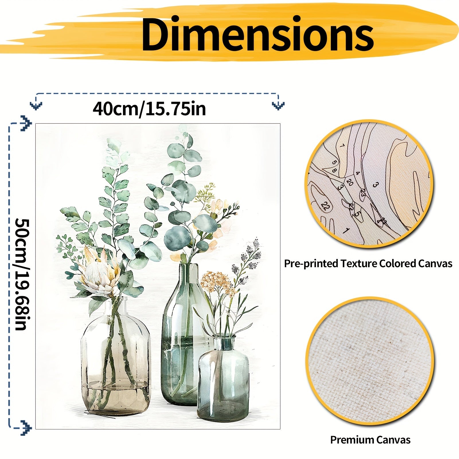 Flowers in Bottle Paint By Number 40x50cm DIY Acrylic Kit