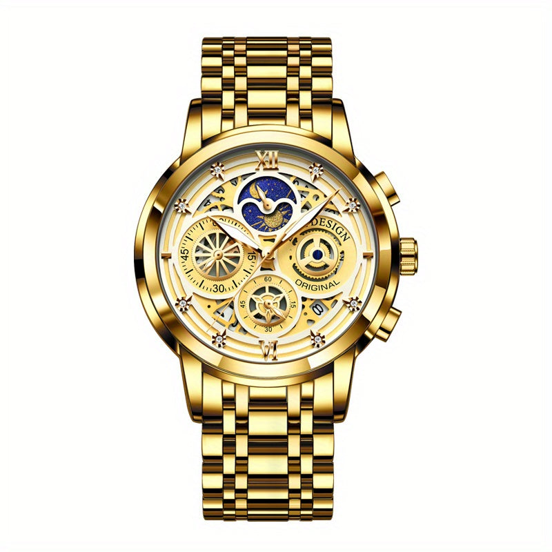 LIGE Boy's Sports Quartz Watch Full Steel Waterproof Chronograph