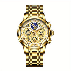 LIGE Boy's Sports Quartz Watch Full Steel Waterproof Chronograph
