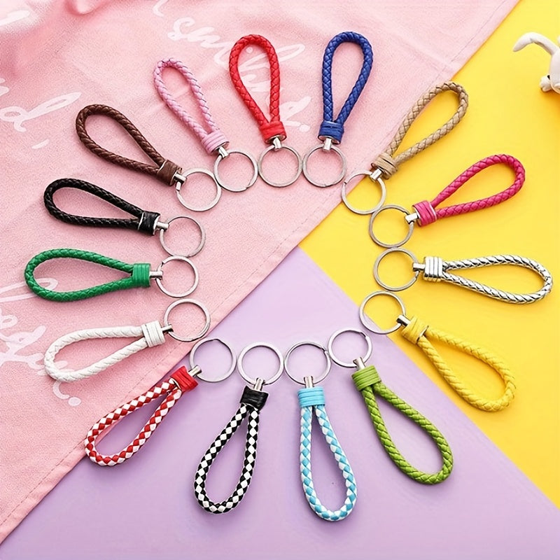Bohemian Style Braided Leather Rope Keychain for Girls Couple Bag Car Pendant