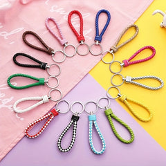 Bohemian Style Braided Leather Rope Keychain for Girls Couple Bag Car Pendant