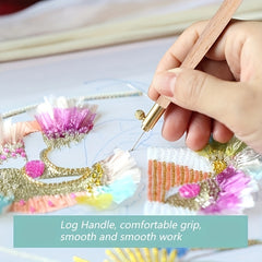 French Reverse Embroidery Wooden Handle Crochet Needles