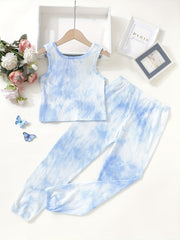 2pcs Girls Tie Dye Tank Top & Pants Set Summer Kids Clothes