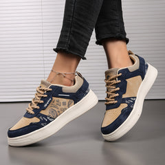 Retro Graphic Print Block Skate Shoes Flat Breathable Sneakers