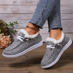 Plush Fur Fleece Lined Flat Skate Shoes