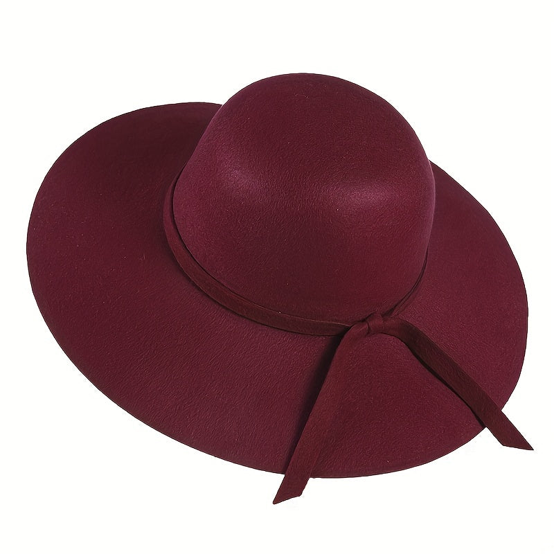Felt Fedora Cap Wide Brim Solid Floppy Sun Hat Outdoor Travel Beach Hats