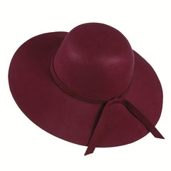 Felt Fedora Cap Wide Brim Solid Floppy Sun Hat Outdoor Travel Beach Hats