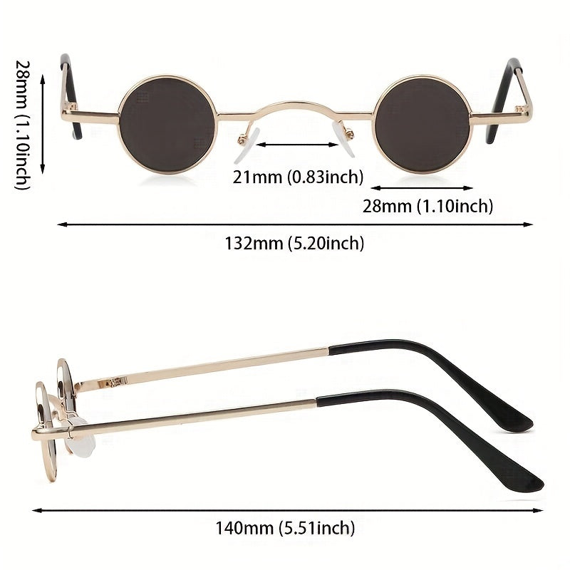 Mini Tinted Lens Sunglasses Steampunk Metal Frame UV400