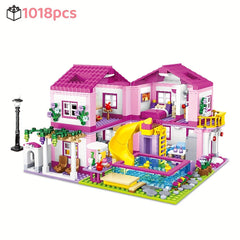City Street View House Summer Holiday Villa Castle Building Block Girls Series