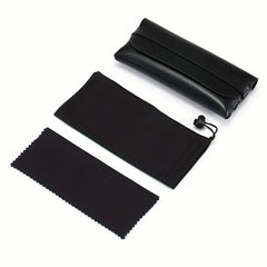 1pc Leather Glasses Case Set Soft Bag Sunglasses Pack Box