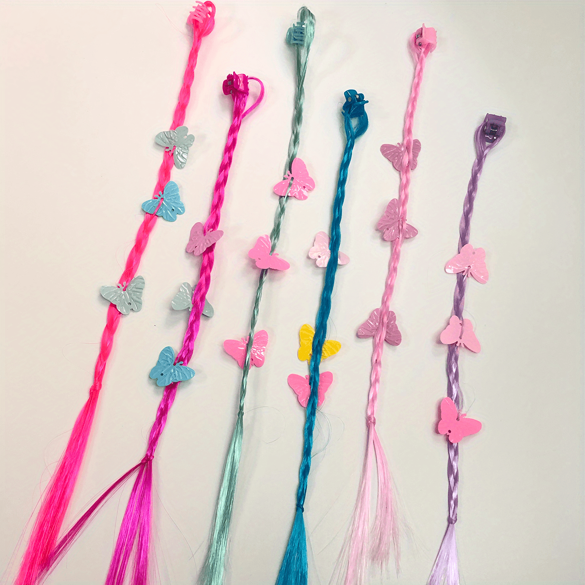 6pcs Y2K Braided Wig Hair Claw Clips Butterfly Decor Girls Hair Accessories