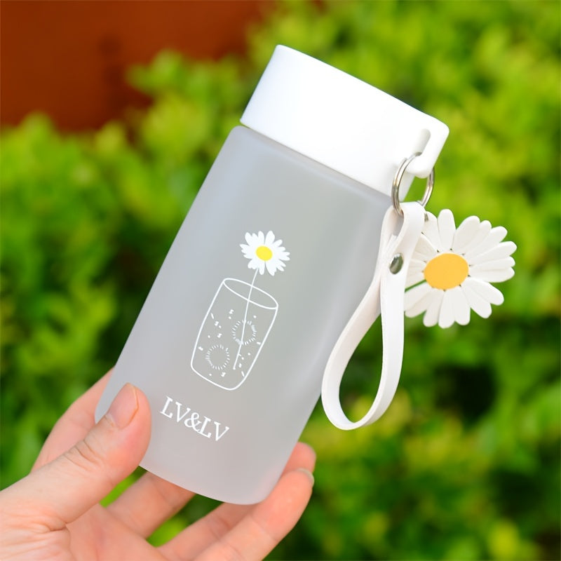 Daisy Water Bottle Plastic Flowers Pattern Indoor Outdoor Water Cup 500ml